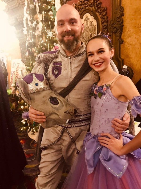 Annabelle Mighton and the Mouse King after the Ballet Theatre of Ohio's "The Nutcracker" performance at the Akron Civic Theatre.